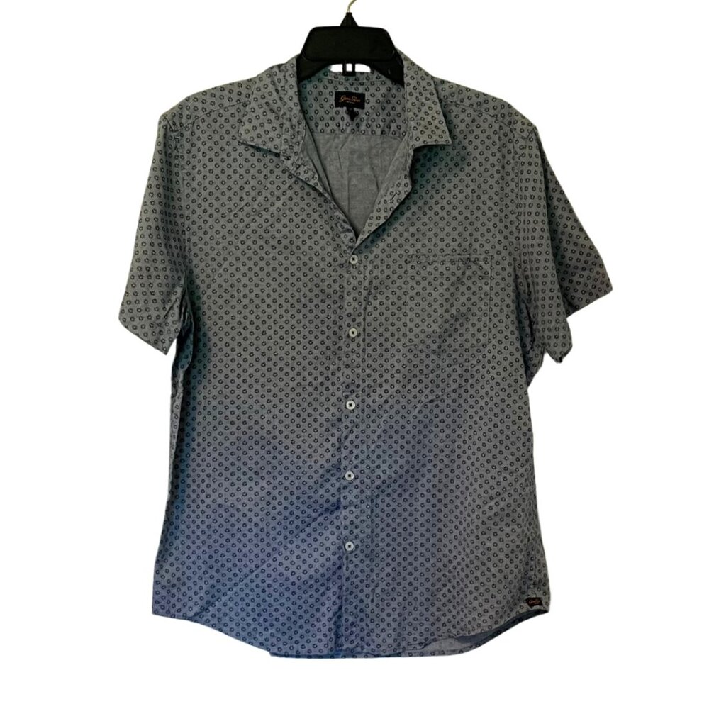 Good Man Brand Men’s Short Sleeve Button-Up Shirt Blue Floral Print Size L